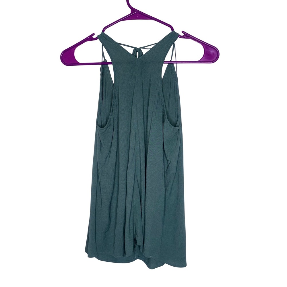 Lovestitch Tank Top Teal Blue Tie Front V-Neck Boho Cami Size M - Picture 3 of 6
